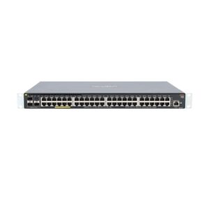 Switch HPE Aruba 2930F modelo JL256A con 48 puertos RJ-45 PoE+ y 4 puertos SFP+ de 10Gbps