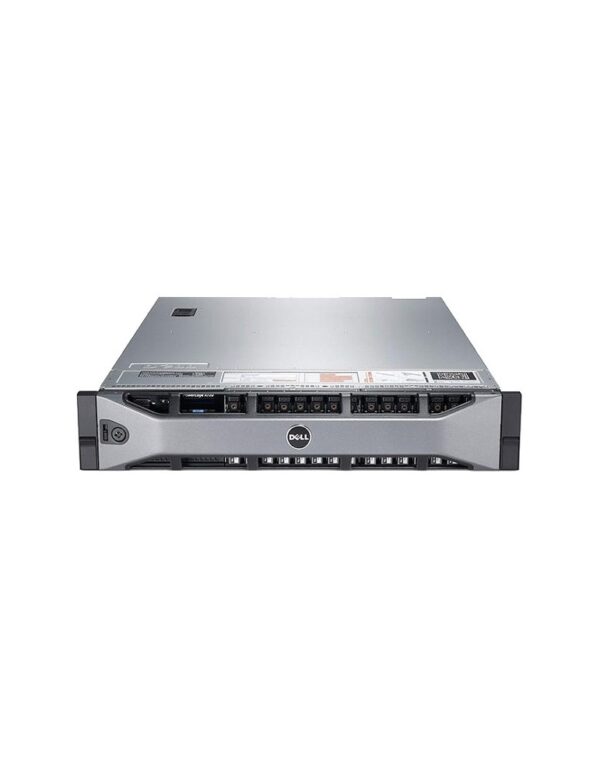 Servidor Dell PowerEdge R720 frontal con bisel, rack 2U para centros de datos.